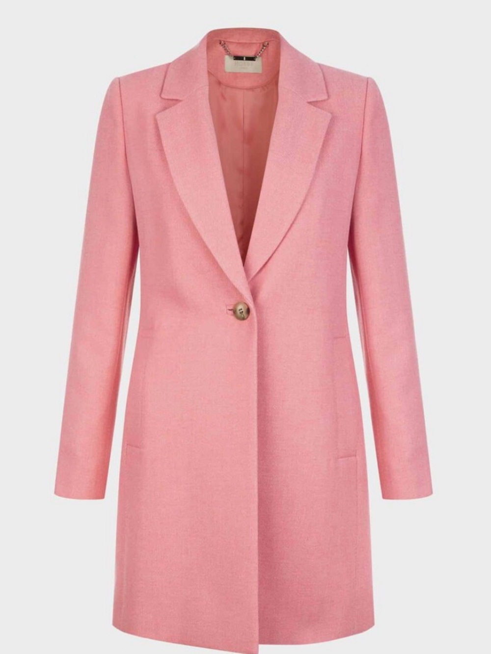 Long Single-Button Dusty Rose Women's Blazer Coat
